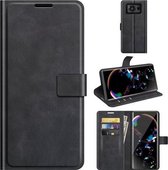 Voor Sharp Aquos R6 Retro Kalf Patroon Gesp Horizontale Flip Lederen Case met Houder & Kaartsleuven & Portemonnee (Zwart)