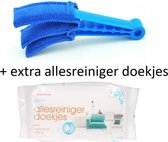 Multi-functionele JALOEZIE reiniger + ophangkoord – Luxaflex Schoonmaken – Rooster reiniger - Stof verwijderen - Lamellen stofvrij - Microvezel - Blauw