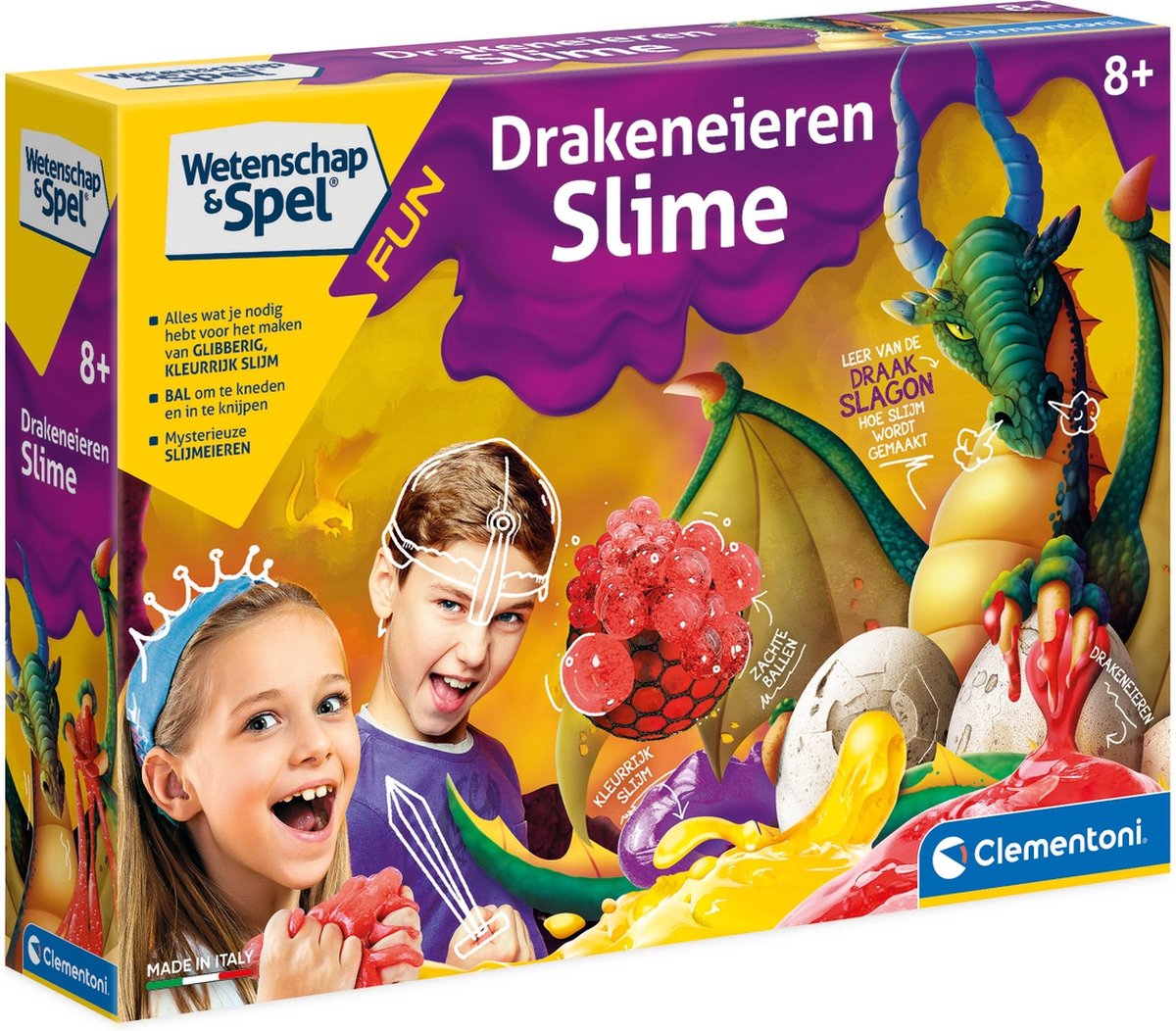 Clementoni - Wetenschap & spel - Slijm van Drakeneieren (Nederlandse taal) - Experimenteerset, wetenschapslab, wetenschapsdoos