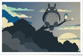 JUNIQE - Poster My Neighbor Totoro -20x30 /Blauw & Grijs