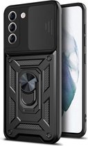 Voor Samsung Galaxy S21 FE Sliding Camera Cover Design TPU + pc-beschermhoes (zwart)