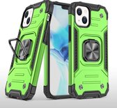 Magnetisch pantser Schokbestendig TPU + pc-hoesje met metalen ringhouder voor iPhone 13 Pro Max (groen)