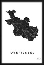 Poster Provincie Overijssel - A4 - 21 x 30 cm - Inclusief lijst (Zwart Aluminium)