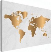 Wereldkaart Golden Marble - Canvas 90x60