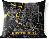 Sierkussen Buiten - Plattegrond - Oosterhout - Goud - Zwart - 60x60 cm - Weerbestendig - Stadskaart