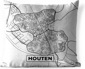 Sierkussen Buiten - Stadskaart - Houten - Grijs - Wit - 60x60 cm - Weerbestendig - Plattegrond