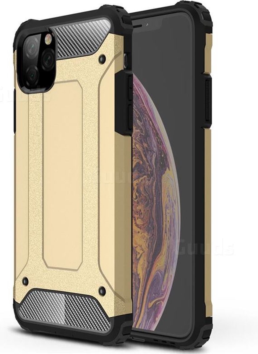 Hoesje Geschikt voor iPhone 11 Pro Max Armor Hoesje - Goud