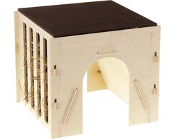 Ferplast hooiruif met tunnel hout (25X24X22 CM)