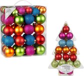 67x Gekleurde mix kunststof kerstballen pakket 3-4-6 cm - Kerstversiering/kerstboomversiering