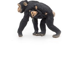 Speelfiguur - Aap - Chimpansee - Met jong - 7x3x6cm