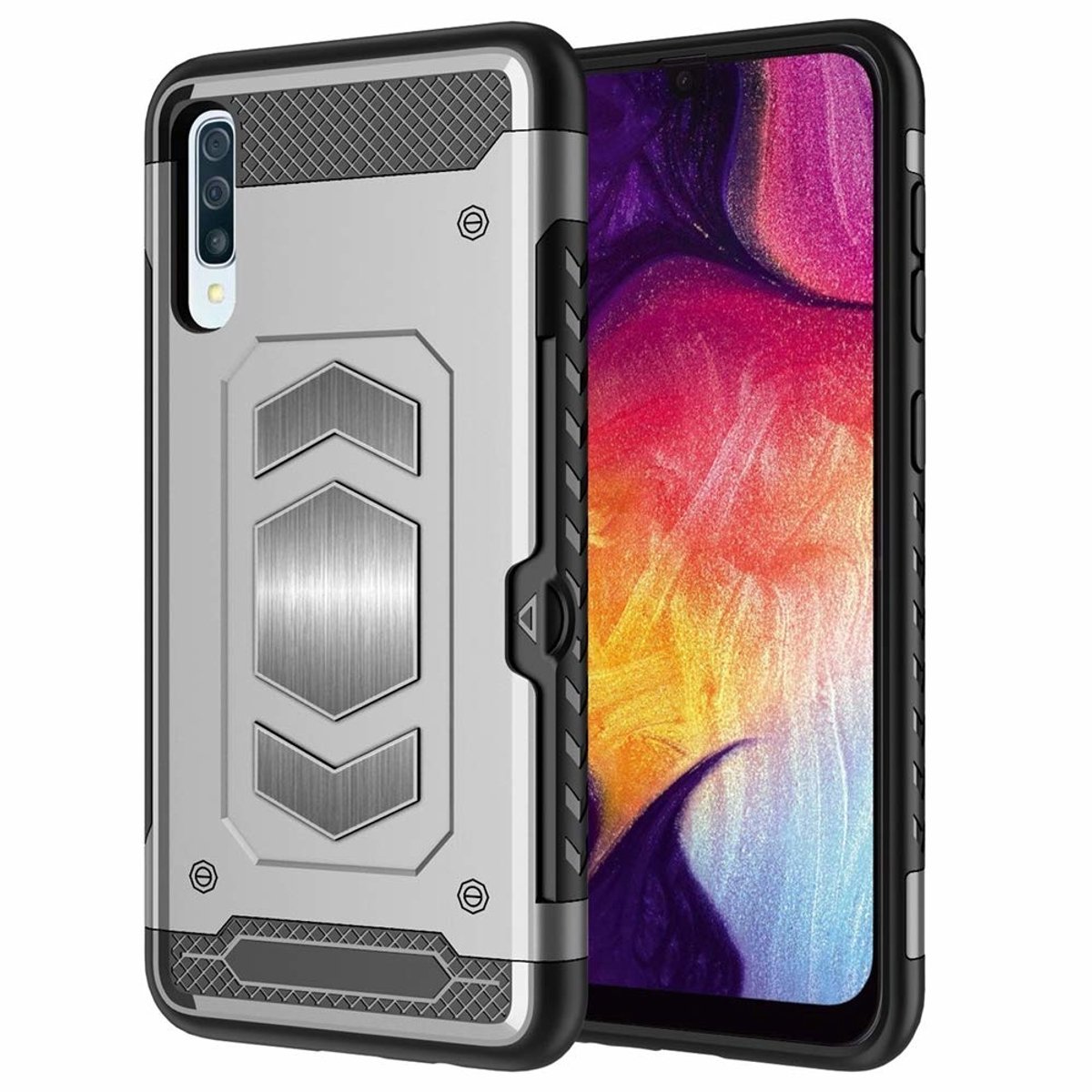 Luxe Armor Hoesje - Samsung Galaxy A50s/A30s - Zilver - van Bixb