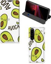 Mobiel Bookcase Valentijn Cadeautje Haar Sony Xperia 1 III Smart Cover Hoesje Avocado Singing