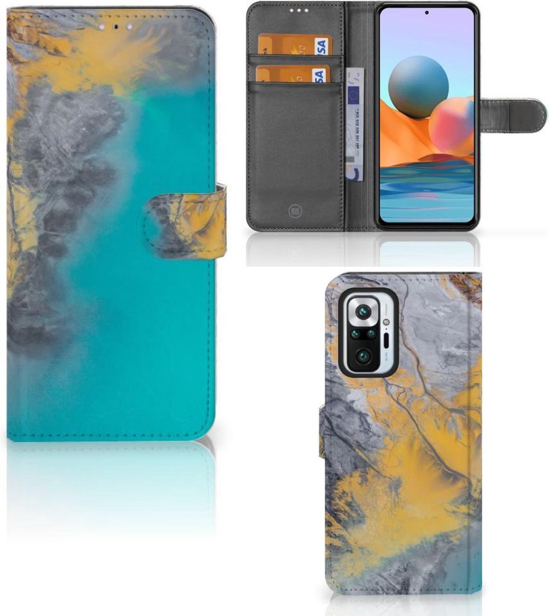 Xiaomi Redmi Note 10 Pro Bookcase Marble Blue Gold
