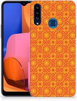 Cover Case Geschikt voor Samsung Galaxy A20s Smartphone hoesje Batik Orange