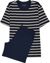 SCHIESSER heren shortama - O-hals - blauw gestreept -  Maat: XXL