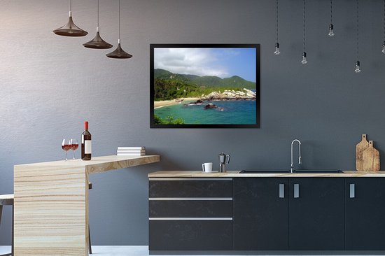 Photo encadrée - Montagnes sur la côte colombienne cadre photo noir 80x60 cm - Affiche encadrée (Décoration murale salon / chambre)