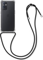 kwmobile telefoonhoesje geschikt voor OnePlus 9 Pro - Hoesje met telefoonkoord - Back cover in zwart / transparant