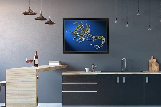 Photo encadrée - Cadre photo zodiaque Scorpion noir 80x60 cm - Affiche encadrée (Décoration murale salon / chambre)