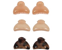 Haarsoires Haarspeld Haarklemmen 3cm – Glans – Roze Bruin – Set van 6 - Haarclip Klem - Hair Claw - voor Opsteken Haar - Hair Clip - Decoratieve Haaraccessoire
