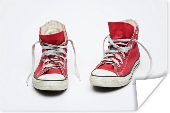 Poster - Rode hoge sneakers - 180x120 cm XXL / | bol.com