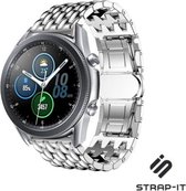 Stalen Smartwatch bandje - Geschikt voor  Samsung Galaxy Watch 3 - 45mm stalen draak band - zilver - Strap-it Horlogeband / Polsband / Armband