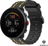 Siliconen Smartwatch bandje - Geschikt voor  Polar Vantage M / M2 sport gesp band - zwart/geel - Strap-it Horlogeband / Polsband / Armband