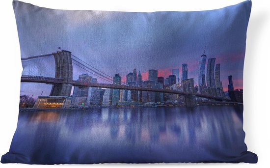 Sierkussen New York Luxury Deco pour l'intérieur - New York derrière le Bridge de Brooklyn - 50x30 cm - coussin intérieur rectangulaire en coton