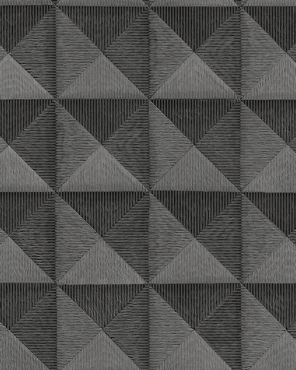 Grafisch behang Profhome BA220065-DI vliesbehang hardvinyl warmdruk in reliëf gestempeld met grafisch patroon en metalen accenten antraciet zwart 5,33 m2