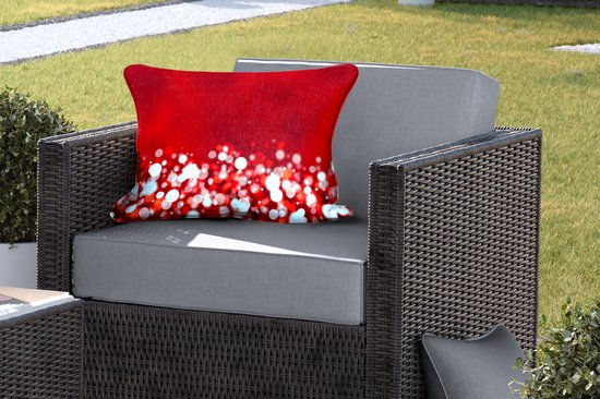 Buitenkussens - Tuin - Rode glitters bij een onscherpe achtergrond - 60x40 cm
