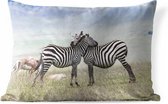 Buitenkussens - Tuin - Twee knuffelende zebra's - 60x40 cm