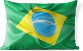 Sierkussen Vlaggen voor buiten - Close-up van de vlag van Brazilië - 60x40 cm - rechthoekig weerbestendig tuinkussen / tuinmeubelkussen van polyester