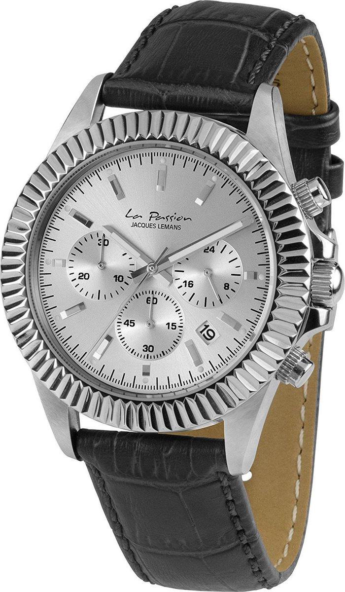 Jacques Lemans La Passion LP-111B Horloge - Leer - Zwart - Ø 42 mm