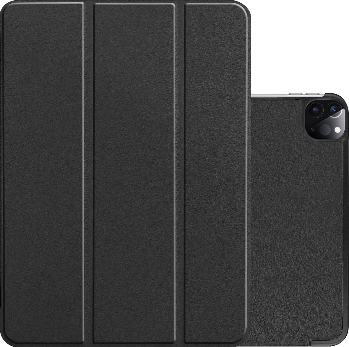 Hoes - Geschikt voor Apple iPad Pro (2021) - 12.9 inch - Dun & Stevig - Trifold Bookcase - Hard Cover - Hardcover Book Case - Tablet Hoesje - Zwart