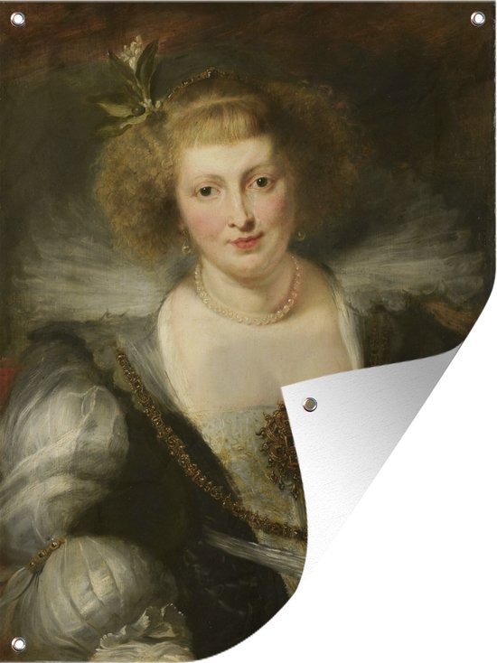 Tuin decoratie Portret van Helena Fourment - Schilderij van Peter Paul Rubens - 30x40 cm - Tuindoek - Buitenposter