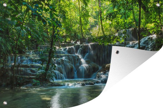 Affiche de jardin Palenque - Jungle waterfall in Palenque Mexico 180x120 cm - Toile de jardin / Toile d'extérieur / Peintures d'extérieur (décoration de jardin) XXL / Groot format!