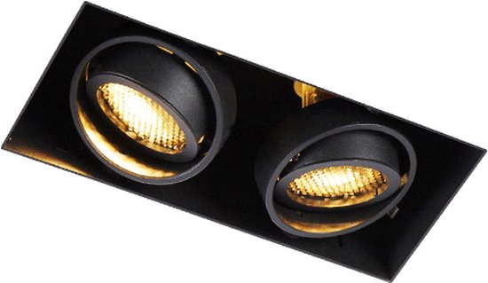 QAZQA oneon honey 50 - Moderne Inbouwspot - 2 lichts - L 18.9 cm - Zwart - Woonkamer | Slaapkamer | Keuken