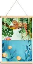 JUNIQE - Posterhanger Welkom in de jungle -60x90 /Groen & Oranje