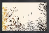 JUNIQE - Poster met houten lijst London Park -13x18 /Geel & Ivoor