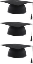 6x stuks afstudeer doctoraal hoeden geslaagd zwart voor volwassenen - Examen diploma uitreiking feestartikelen