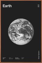 JUNIQE - Poster met kunststof lijst Earth -20x30 /Grijs & Zwart