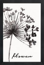 JUNIQE - Poster in houten lijst Flower -30x45 /Wit & Zwart