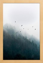 JUNIQE - Poster met houten lijst Foggy Morning 4 -13x18 /Groen