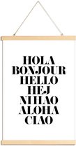 JUNIQE - Posterhanger Hellos talen -20x30 /Wit & Zwart
