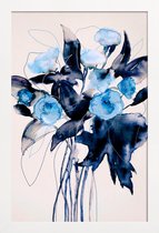 JUNIQE - Poster met houten lijst Bloom Series True Blue -40x60 /Blauw