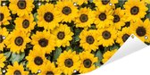 Tuinposter Zonnebloemen (Zonnebloemveld) 100 x 50 cm incl. Metalen ringen - (Buitenposter - Tuindoek - Buitencanvas - Schilderijen voor buiten - tuin decoratie)