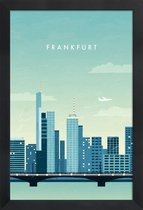 JUNIQE - Poster in houten lijst Frankfurt - retro -30x45 /Blauw