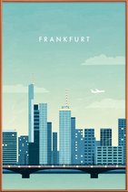 JUNIQE - Poster met kunststof lijst Frankfurt - retro -13x18 /Blauw