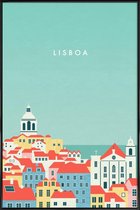 JUNIQE - Poster in kunststof lijst Retro Lissabon -20x30 /Kleurrijk