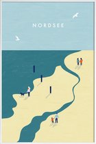 JUNIQE - Poster in kunststof lijst Nordsee - retro -20x30 /Blauw &