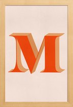 JUNIQE - Poster met houten lijst Red M -13x18 /Ivoor & Rood
